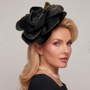 Beloved Millinery Elegant Black Floral Fascinator Kentucky Derby Brunch Church